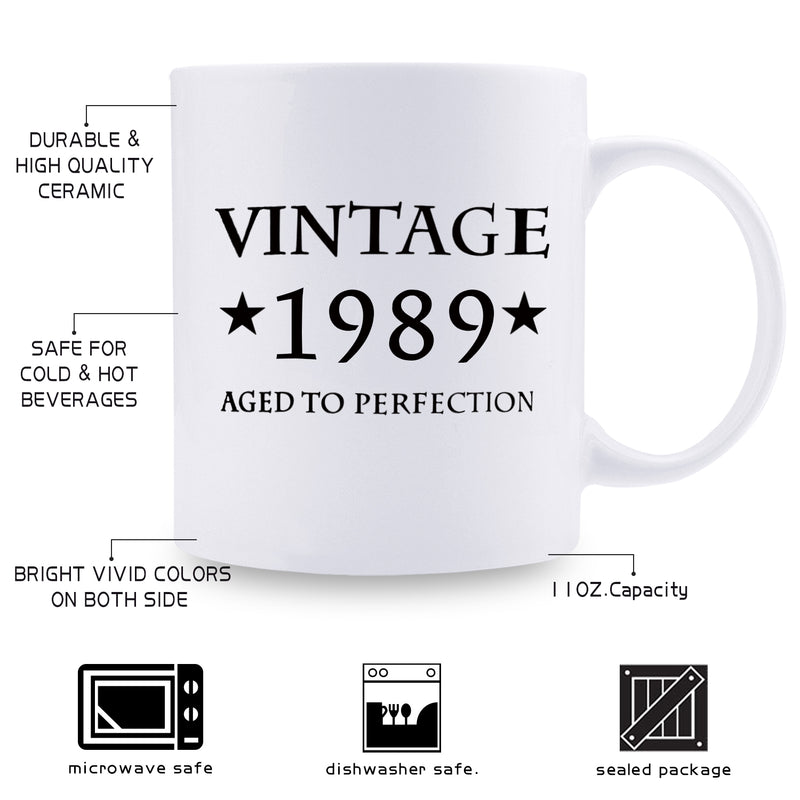 30th Birthday Gifts for Men - 1989 Birthday Gifts for Men, 30 Years Old Birthday Gifts Coffee Mug for Dad, Husband, Friend, Brother, Him, Colleague, Coworker - 11oz