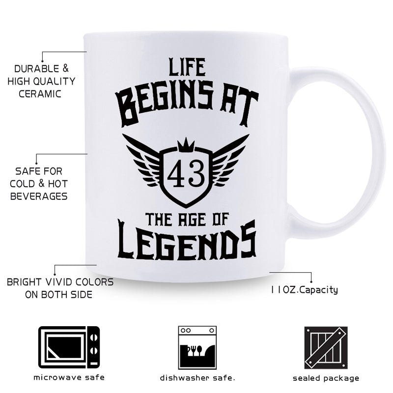 43rd Birthday Gifts for Men - 1976 Birthday Gifts for Men, 43 Years Old Birthday Gifts Coffee Mug for Dad, Husband, Friend, Brother, Him, Colleague, Coworker - 11oz