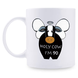 90th Birthday Gifts for Women - 1929 Birthday Gifts for Women, 90 Years Old Birthday Gifts Coffee Mug for Mom, Wife, Friend, Sister, Her, Colleague, Coworker, HOLY COW MUG - 11oz