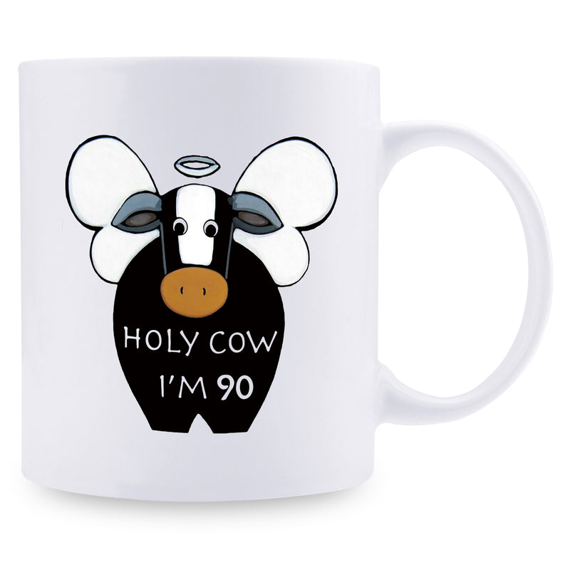 90th Birthday Gifts for Women - 1929 Birthday Gifts for Women, 90 Years Old Birthday Gifts Coffee Mug for Mom, Wife, Friend, Sister, Her, Colleague, Coworker, HOLY COW MUG - 11oz