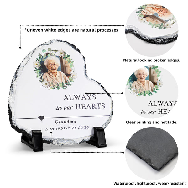 Personalized Photo Memorial Rock Slate with Stand  Sympathy Gift for Loss of Loved One