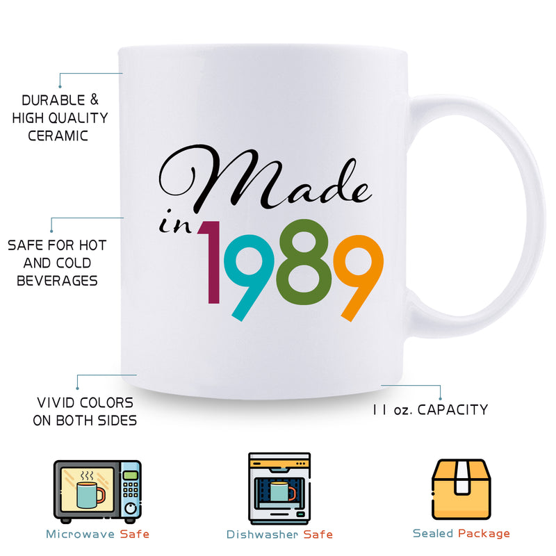 30th Birthday Gifts for Men - 1989 Birthday Gifts for Men, 30 Years Old Birthday Gifts Coffee Mug for Dad, Husband, Friend, Brother, Him, Colleague, Coworker - 11oz