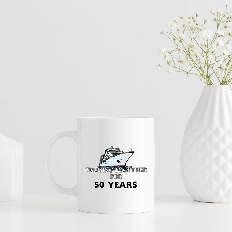 50th Anniversary Gifts - 50th Wedding Anniversary Gifts for Couple, 50 Year Anniversary Gifts 11oz Funny Coffee Mug for Couples, Husband, Hubby, Wife, Wifey, Her, Him, cruising together