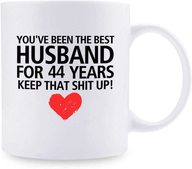 44th Anniversary Gifts - 44th Wedding Anniversary Gifts for Couple, 44 Year Anniversary Gifts 11oz Funny Coffee Mug for Husband, Hubby, Him, best husband