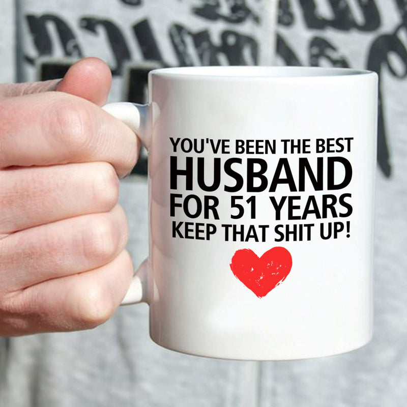 51st Anniversary Gifts - 51st Wedding Anniversary Gifts for Couple, 51 Year Anniversary Gifts 11oz Funny Coffee Mug for Husband, Hubby, Him, best husband