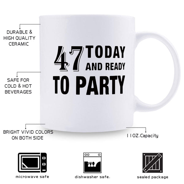 47th Birthday Gifts for Women - 1972 Birthday Gifts for Women, 47 Years Old Birthday Gifts Coffee Mug for Mom, Wife, Friend, Sister, Her, Colleague, Coworker - 11oz