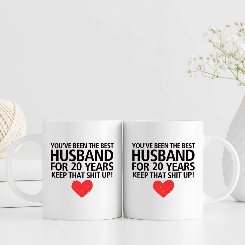 20th Anniversary Gifts - 20th Wedding Anniversary Gifts for Couple, 20 Year Anniversary Gifts 11oz Funny Coffee Mug for Husband, Hubby, Him, best husband