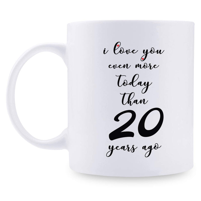 20th Anniversary Gifts - 20th Wedding Anniversary Gifts for Couple, 20 Year Anniversary Gifts 11oz Funny Coffee Mug for Couples, Husband, Hubby, Wife, Wifey, Her, Him, I Love You Even More