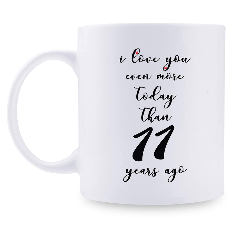 11th Anniversary Gifts - 11th Wedding Anniversary Gifts for Couple, 11 Year Anniversary Gifts 11oz Funny Coffee Mug for Couples, Husband, Hubby, Wife, Wifey, Her, Him, I Love You Even More