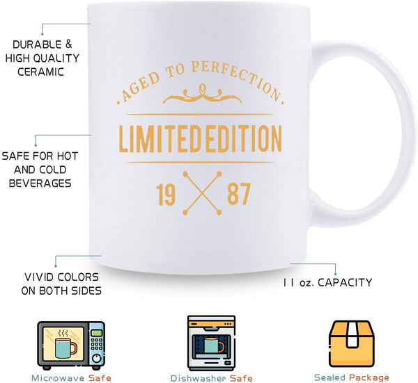 32nd Birthday Gifts for Women - 1987 Birthday Gifts for Women, 32 Years Old Birthday Gifts Coffee Mug for Mom, Wife, Friend, Sister, Her, Colleague, Coworker,limited edition mug - 11oz