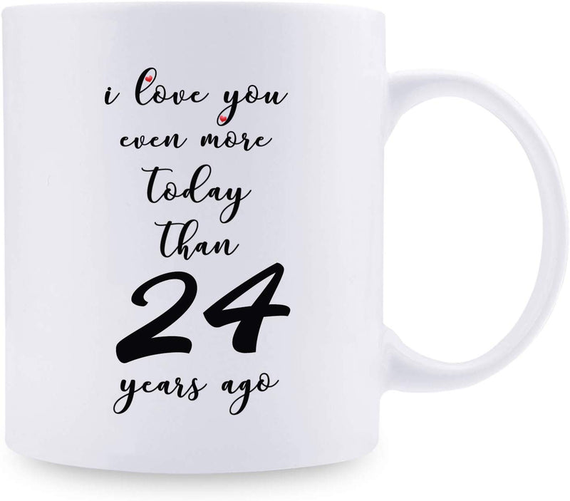 24th Anniversary Gifts - 24th Wedding Anniversary Gifts for Couple, 24 Year Anniversary Gifts 11oz Funny Coffee Mug for Couples, Husband, Hubby, Wife, Wifey, Her, Him, I Love You Even More