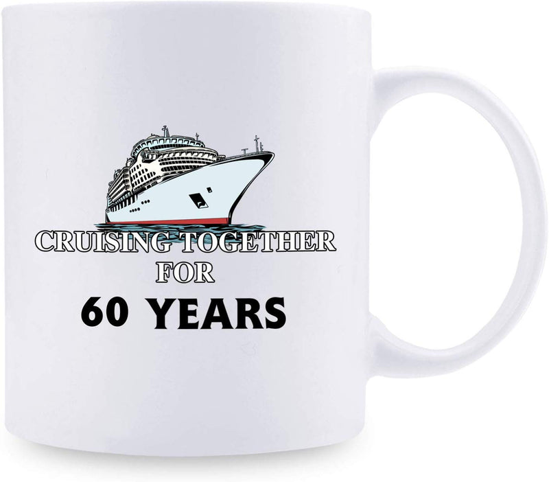 60th Anniversary Gifts - 60th Wedding Anniversary Gifts for Couple, 60 Year Anniversary Gifts 11oz Funny Coffee Mug for Couples, Husband, Hubby, Wife, Wifey, Her, Him, cruising together