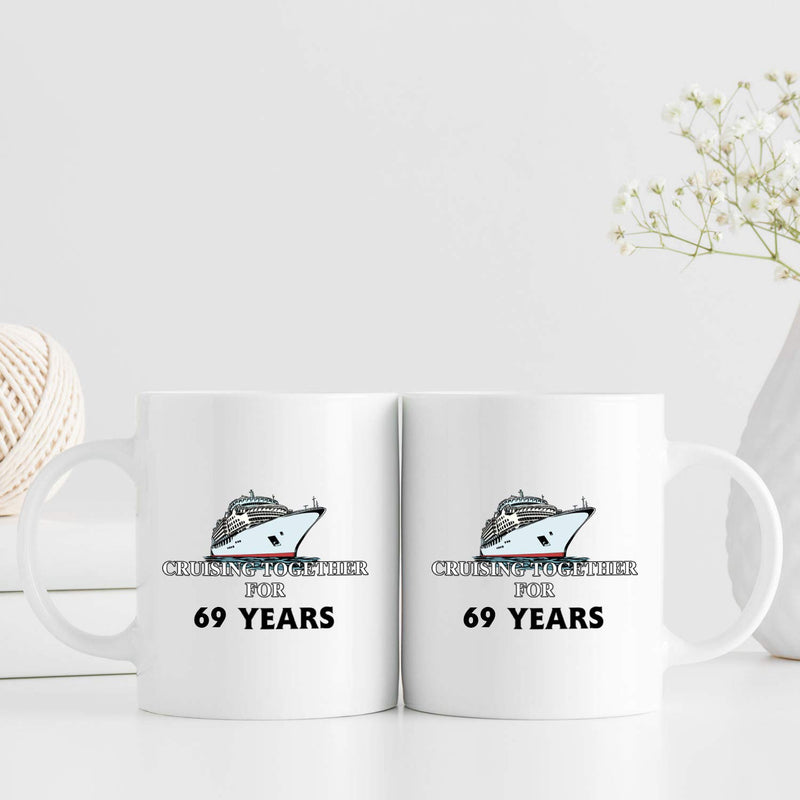 69th Anniversary Gifts - 69th Wedding Anniversary Gifts for Couple, 69 Year Anniversary Gifts 11oz Funny Coffee Mug for Couples, Husband, Hubby, Wife, Wifey, Her, Him, cruising together