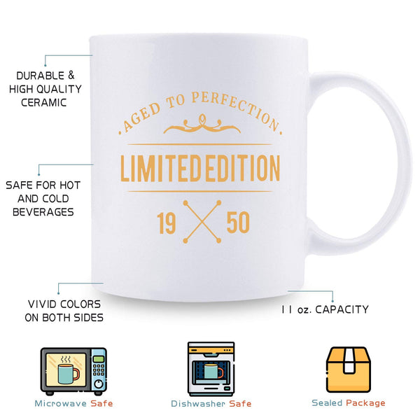 69th Birthday Gifts for Men - 1950 Birthday Gifts for Men, 69 Years Old Birthday Gifts Coffee Mug for Dad, Husband, Friend, Brother, Him, Colleague, Coworker,limited edition mug - 11oz