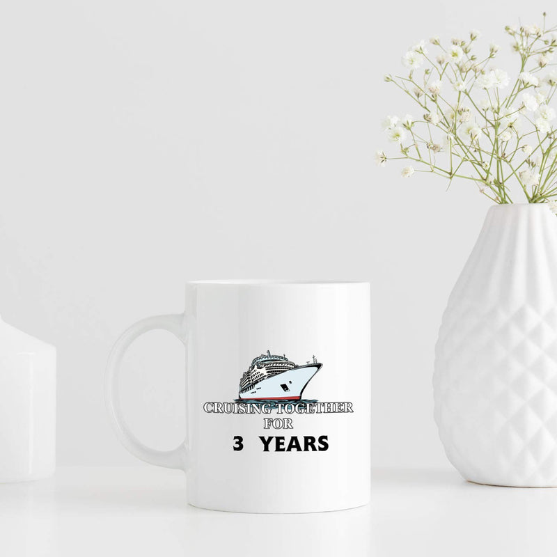 3rd Anniversary Gifts - 3rd Wedding Anniversary Gifts for Couple, 3 Year Anniversary Gifts 11oz Funny Coffee Mug for Couples, Husband, Hubby, Wife, Wifey, Her, Him, cruising together