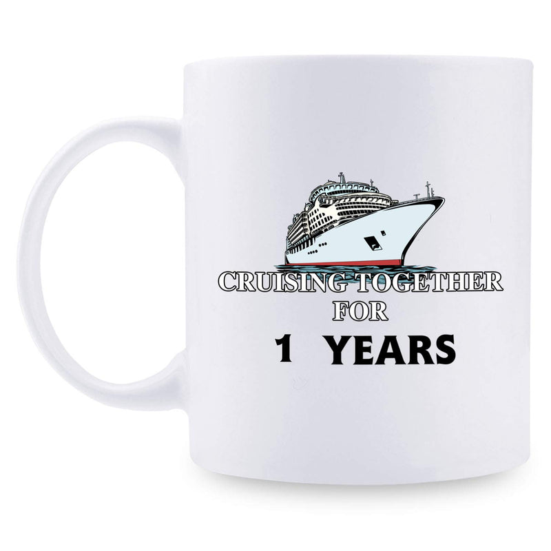 1st Anniversary Gifts - 1st Wedding Anniversary Gifts for Couple, 1 Year Anniversary Gifts 11oz Funny Coffee Mug for Couples, Husband, Hubby, Wife, Wifey, Her, Him, cruising together