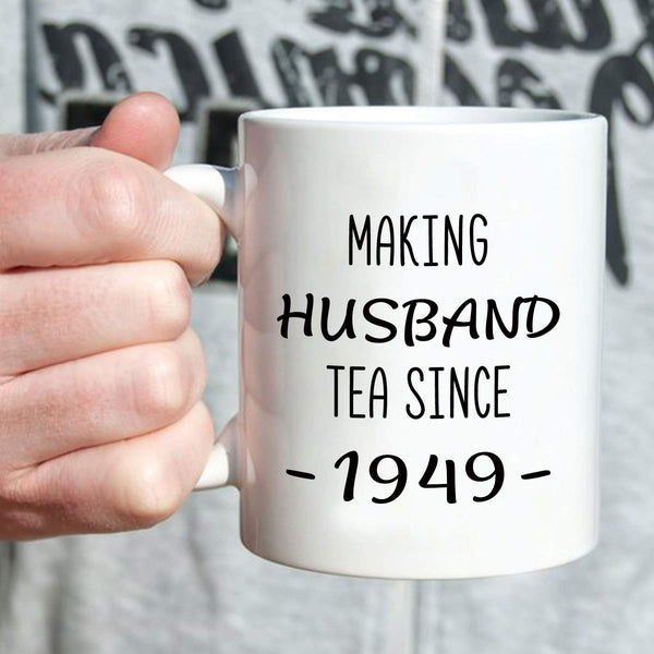 70th Anniversary Gifts - 70th Wedding Anniversary Gifts for Couple, 70 Year Anniversary Gifts 11oz Funny Coffee Mug for Husband, Hubby, Him, making husband tea