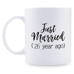 26th Anniversary Gifts - 26th Wedding Anniversary Gifts for Couple, 26 Year Anniversary Gifts 11oz Funny Coffee Mug for Couples, Husband, Hubby, Wife, Wifey, Her, Him, just married