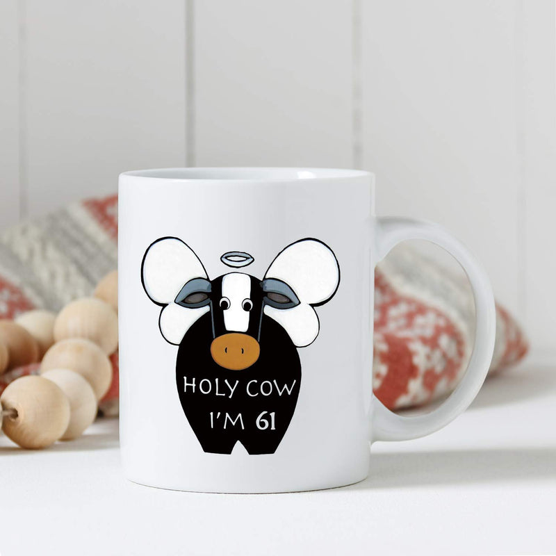 61st Birthday Gifts for Women - 1958 Birthday Gifts for Women, 61 Years Old Birthday Gifts Coffee Mug for Mom, Wife, Friend, Sister, Her, Colleague, Coworker, HOLY COW MUG - 11oz