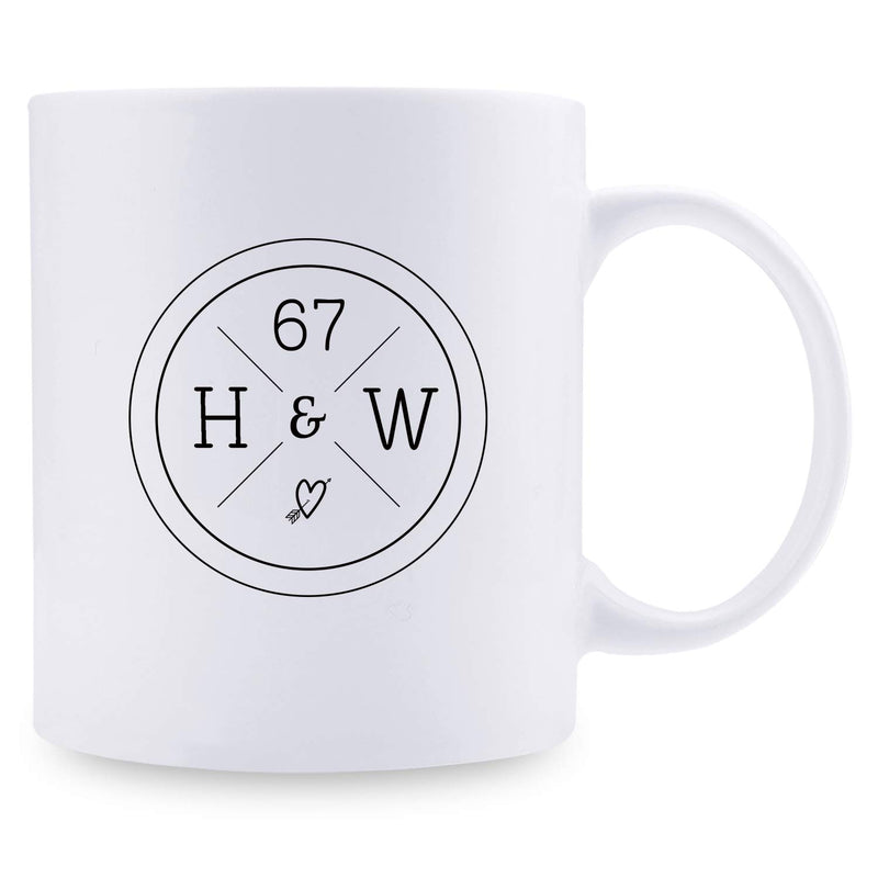 67th Anniversary Gifts - 67th Wedding Anniversary Gifts for Couple, 67 Year Anniversary Gifts 11oz Funny Coffee Mug for Couples, Husband, Hubby, Wife, Wifey, Her, Him, H&W