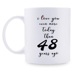 48th Anniversary Gifts - 48th Wedding Anniversary Gifts for Couple, 48 Year Anniversary Gifts 11oz Funny Coffee Mug for Couples, Husband, Hubby, Wife, Wifey, Her, Him, I Love You Even More