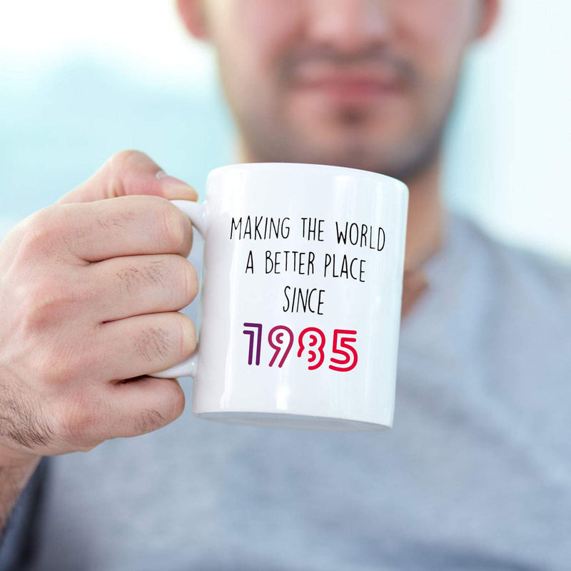 34th Birthday Gifts for Men - 1985 Birthday Gifts for Men, 34 Years Old Birthday Gifts Coffee Mug for Dad, Husband, Friend, Brother, Him, Colleague, Coworker - 11oz