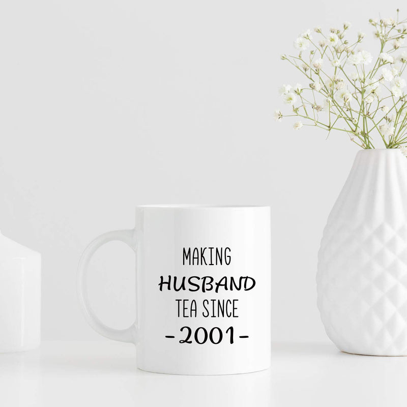 18th Anniversary Gifts - 18th Wedding Anniversary Gifts for Couple, 18 Year Anniversary Gifts 11oz Funny Coffee Mug for Husband, Hubby, Him, making husband tea