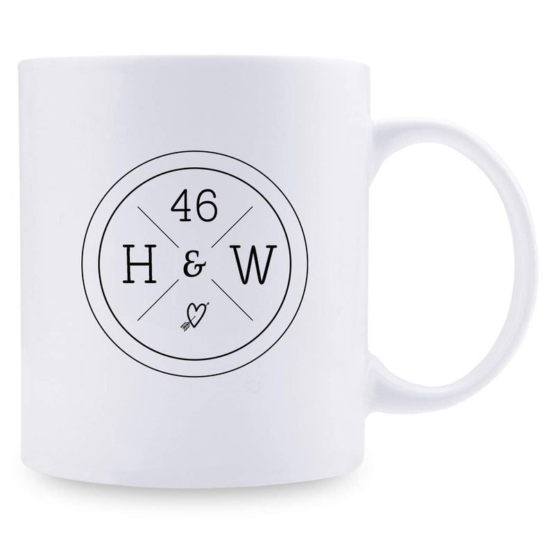 46th Anniversary Gifts - 46th Wedding Anniversary Gifts for Couple, 46 Year Anniversary Gifts 11oz Funny Coffee Mug for Couples, Husband, Hubby, Wife, Wifey, Her, Him, H&W