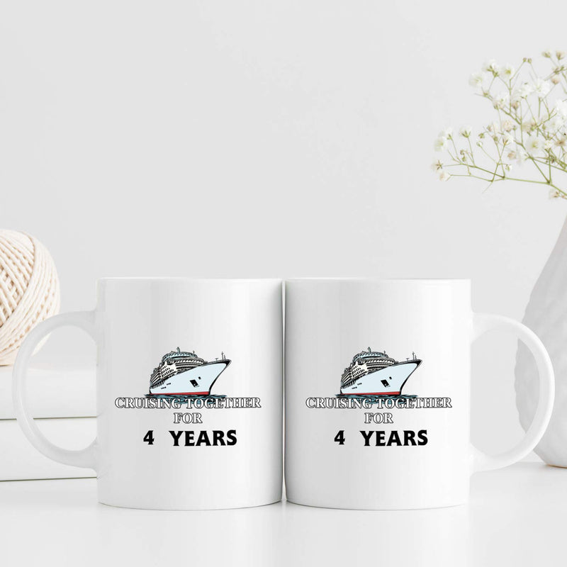 4th Anniversary Gifts - 4th Wedding Anniversary Gifts for Couple, 4 Year Anniversary Gifts 11oz Funny Coffee Mug for Couples, Husband, Hubby, Wife, Wifey, Her, Him, cruising together