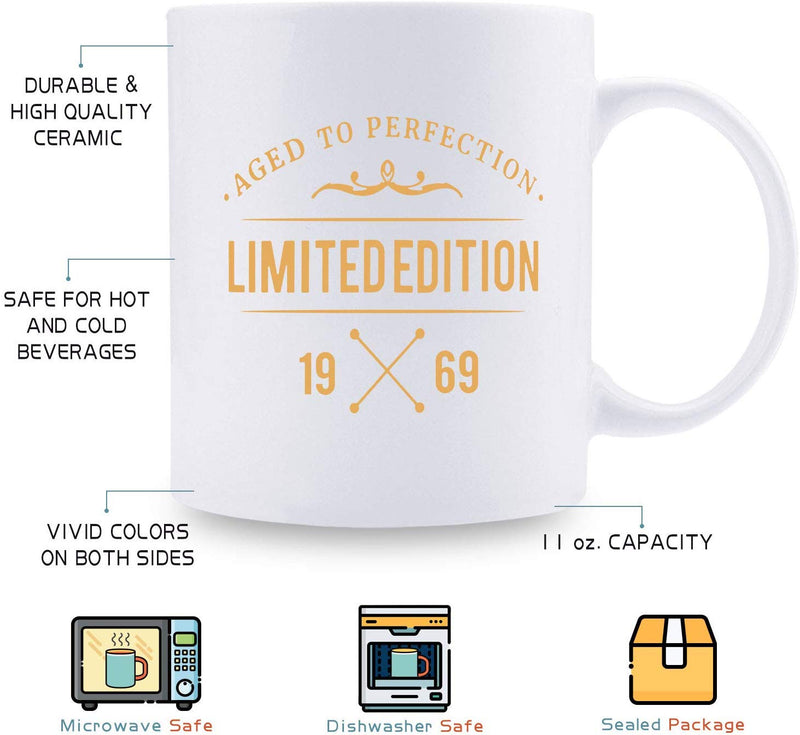 50th Birthday Gifts for Women - 1969 Birthday Gifts for Women, 50 Years Old Birthday Gifts Coffee Mug for Mom, Wife, Friend, Sister, Her, Colleague, Coworker,limited edition mug - 11oz