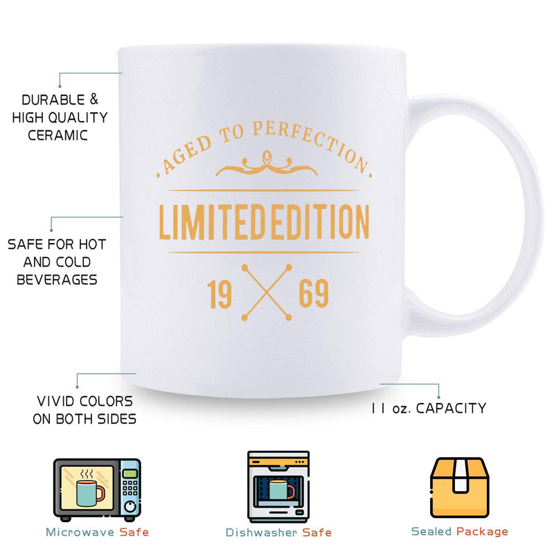 50th Birthday Gifts for Men - 1969 Birthday Gifts for Men, 50 Years Old Birthday Gifts Coffee Mug for Dad, Husband, Friend, Brother, Him, Colleague, Coworker,limited edition mug - 11oz