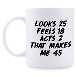 45th Birthday Gifts for Women - 1974 Birthday Gifts for Women, 45 Years Old Birthday Gifts Coffee Mug for Mom, Wife, Friend, Sister, Her, Colleague, Coworker - 11oz