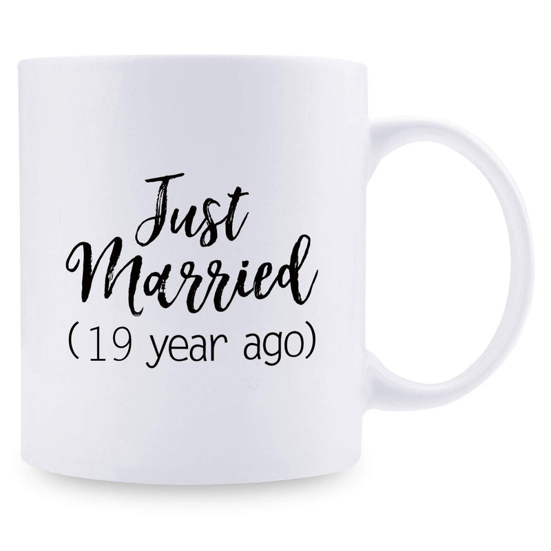 19th Anniversary Gifts - 19th Wedding Anniversary Gifts for Couple, 19 Year Anniversary Gifts 11oz Funny Coffee Mug for Couples, Husband, Hubby, Wife, Wifey, Her, Him, just married