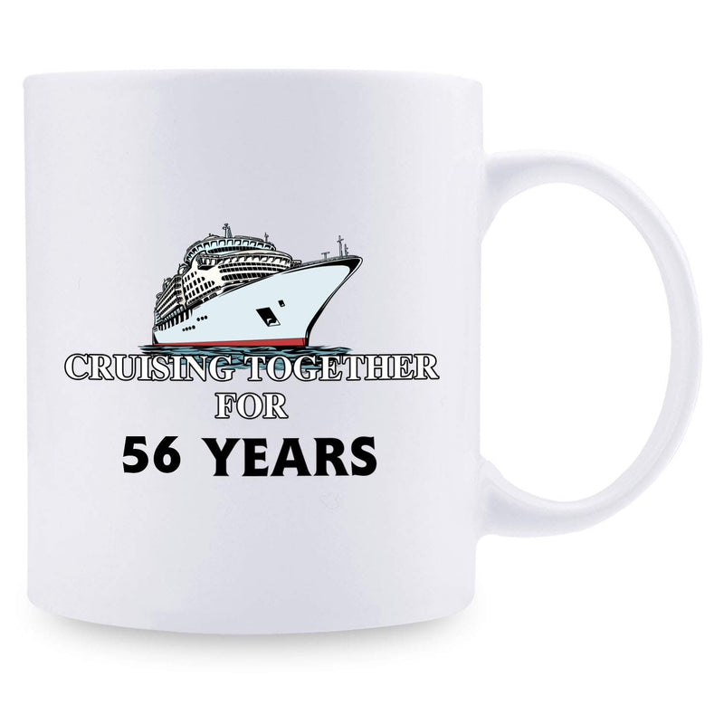 56th Anniversary Gifts - 56th Wedding Anniversary Gifts for Couple, 56 Year Anniversary Gifts 11oz Funny Coffee Mug for Couples, Husband, Hubby, Wife, Wifey, Her, Him, cruising together