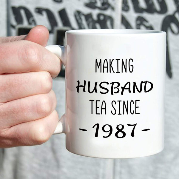 32nd Anniversary Gifts - 32nd Wedding Anniversary Gifts for Couple, 32 Year Anniversary Gifts 11oz Funny Coffee Mug for Husband, Hubby, Him, making husband tea