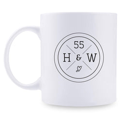 55th Anniversary Gifts - 55th Wedding Anniversary Gifts for Couple, 55 Year Anniversary Gifts 11oz Funny Coffee Mug for Couples, Husband, Hubby, Wife, Wifey, Her, Him, H&W