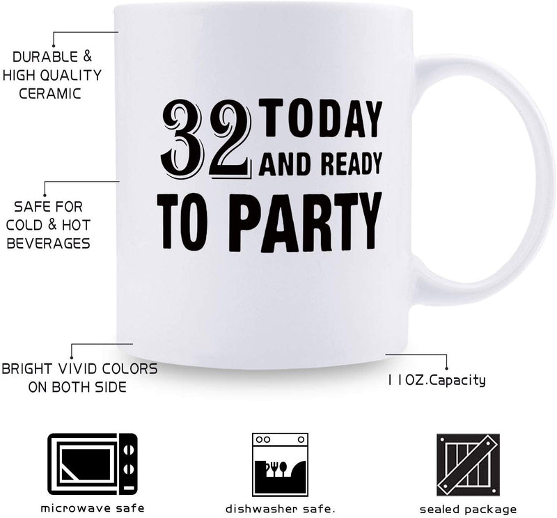 32nd Birthday Gifts for Women - 1987 Birthday Gifts for Women, 32 Years Old Birthday Gifts Coffee Mug for Mom, Wife, Friend, Sister, Her, Colleague, Coworker - 11oz