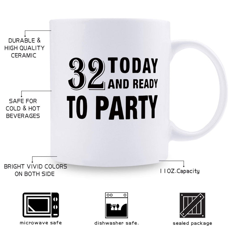 32nd Birthday Gifts for Men - 1987 Birthday Gifts for Men, 32 Years Old Birthday Gifts Coffee Mug for Dad, Husband, Friend, Brother, Him, Colleague, Coworker - 11oz