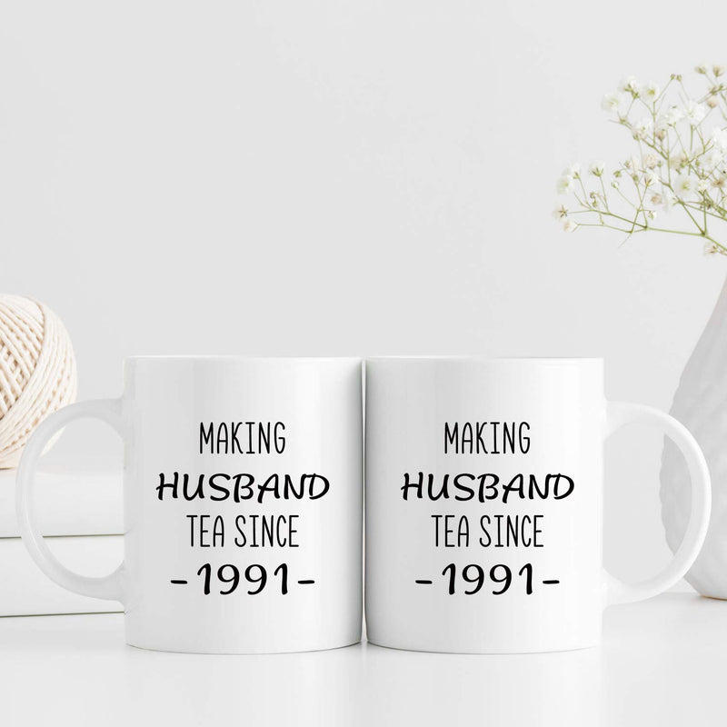 28th Anniversary Gifts - 28th Wedding Anniversary Gifts for Couple, 28 Year Anniversary Gifts 11oz Funny Coffee Mug for Husband, Hubby, Him, making husband tea