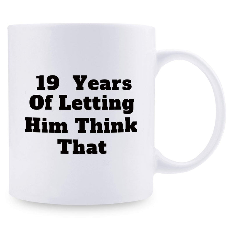 19th Anniversary Gifts - 19th Wedding Anniversary Gifts for Couple, 19 Year Anniversary Gifts 11oz Funny Coffee Mug for Couples, Husband, Hubby, Wife, Wifey, Her, Him, wearing the pants