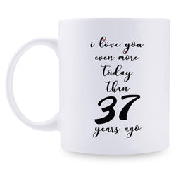 37th Anniversary Gifts - 37th Wedding Anniversary Gifts for Couple, 37 Year Anniversary Gifts 11oz Funny Coffee Mug for Couples, Husband, Hubby, Wife, Wifey, Her, Him, I Love You Even More