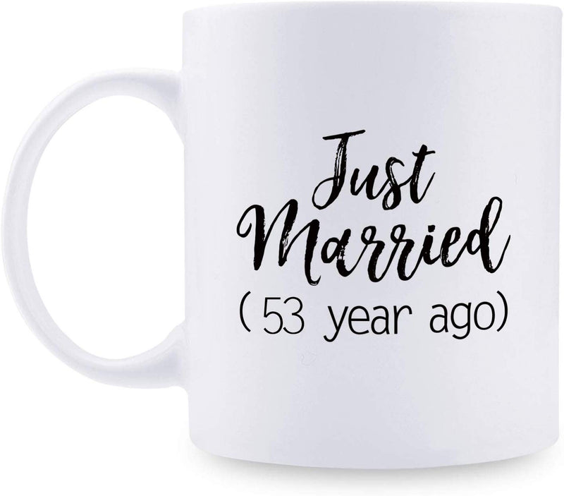 53rd Anniversary Gifts - 53rd Wedding Anniversary Gifts for Couple, 53 Year Anniversary Gifts 11oz Funny Coffee Mug for Couples, Husband, Hubby, Wife, Wifey, Her, Him, just married