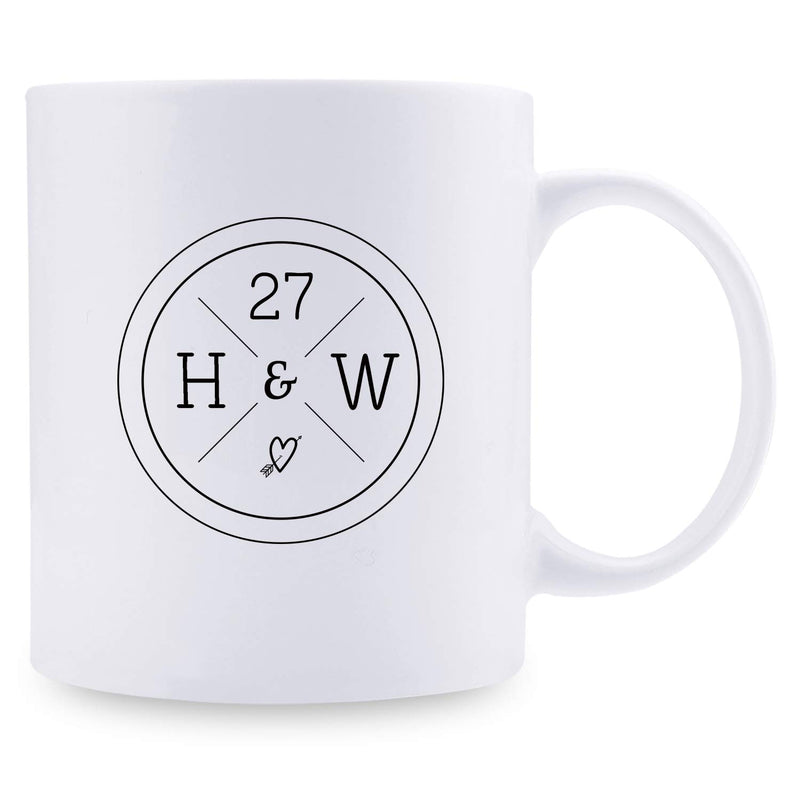 27th Anniversary Gifts - 27th Wedding Anniversary Gifts for Couple, 27 Year Anniversary Gifts 11oz Funny Coffee Mug for Couples, Husband, Hubby, Wife, Wifey, Her, Him, H&W