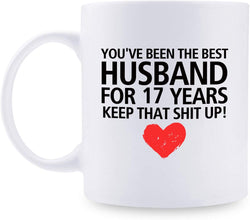 17th Anniversary Gifts - 17th Wedding Anniversary Gifts for Couple, 17 Year Anniversary Gifts 11oz Funny Coffee Mug for Husband, Hubby, Him, best husband