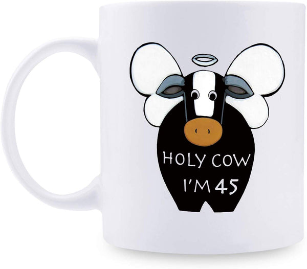 45th Birthday Gifts for Women - 1974 Birthday Gifts for Women, 45 Years Old Birthday Gifts Coffee Mug for Mom, Wife, Friend, Sister, Her, Colleague, Coworker, HOLY COW MUG- 11oz