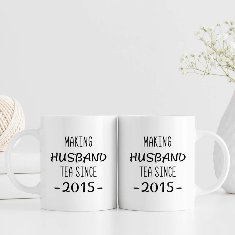 4th Anniversary Gifts - 4th Wedding Anniversary Gifts for Couple, 4 Year Anniversary Gifts 11oz Funny Coffee Mug for Husband, Hubby, Him, making husband tea