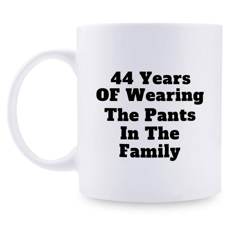 44th Anniversary Gifts - 44th Wedding Anniversary Gifts for Couple, 44 Year Anniversary Gifts 11oz Funny Coffee Mug for Couples, Husband, Hubby, Wife, Wifey, Her, Him, wearing the pants