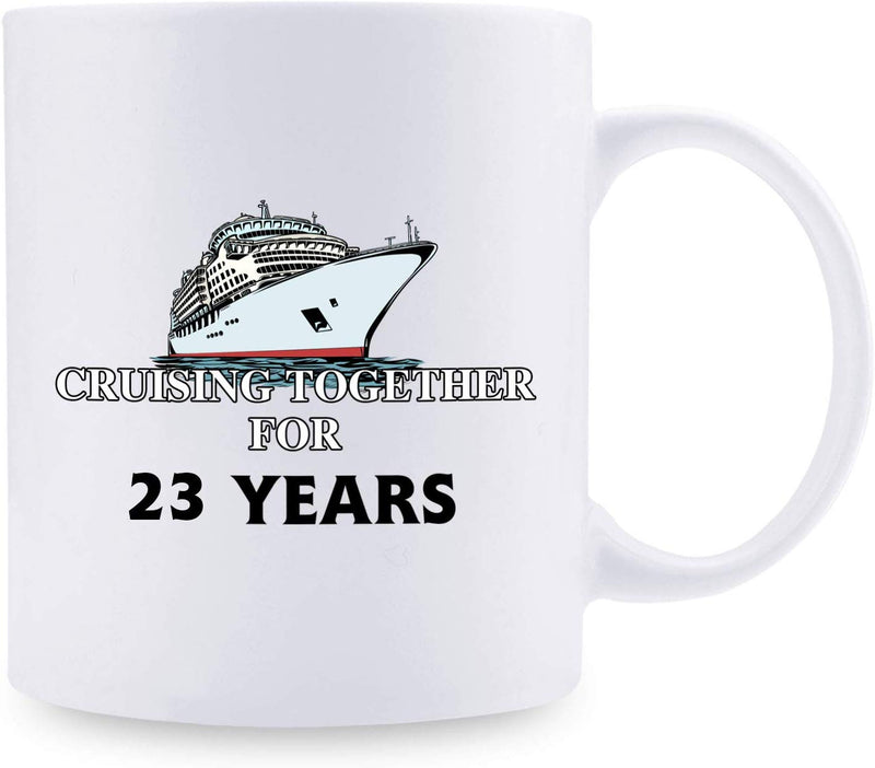 23rd Anniversary Gifts - 23rd Wedding Anniversary Gifts for Couple, 23 Year Anniversary Gifts 11oz Funny Coffee Mug for Couples, Husband, Hubby, Wife, Wifey, Her, Him, cruising together