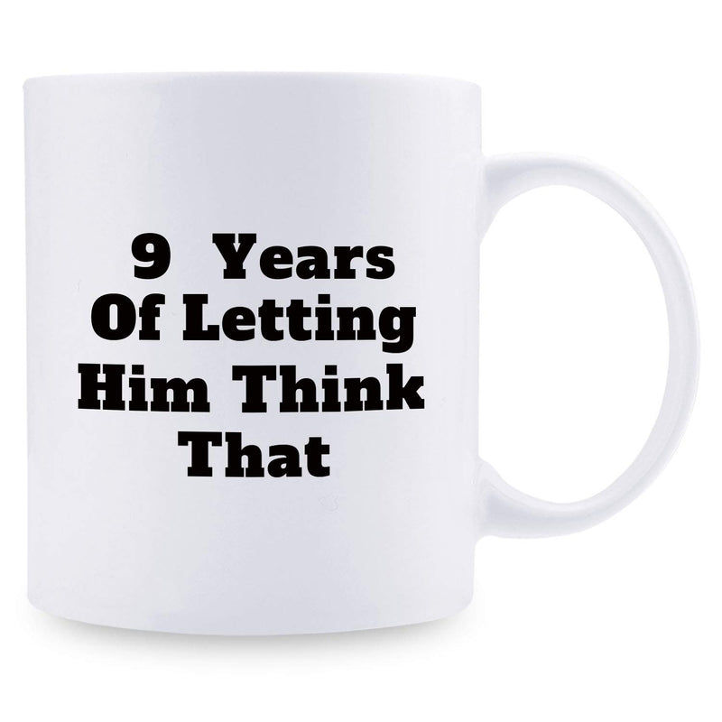 9th Anniversary Gifts - 9th Wedding Anniversary Gifts for Couple, 9 Year Anniversary Gifts 11oz Funny Coffee Mug for Couples, Husband, Hubby, Wife, Wifey, Her, Him, wearing the pants