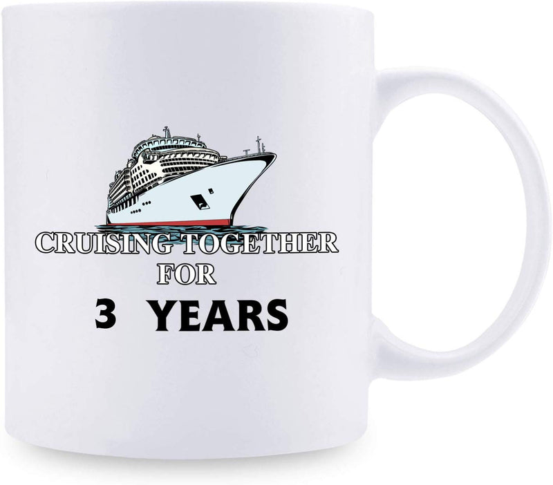 3rd Anniversary Gifts - 3rd Wedding Anniversary Gifts for Couple, 3 Year Anniversary Gifts 11oz Funny Coffee Mug for Couples, Husband, Hubby, Wife, Wifey, Her, Him, cruising together